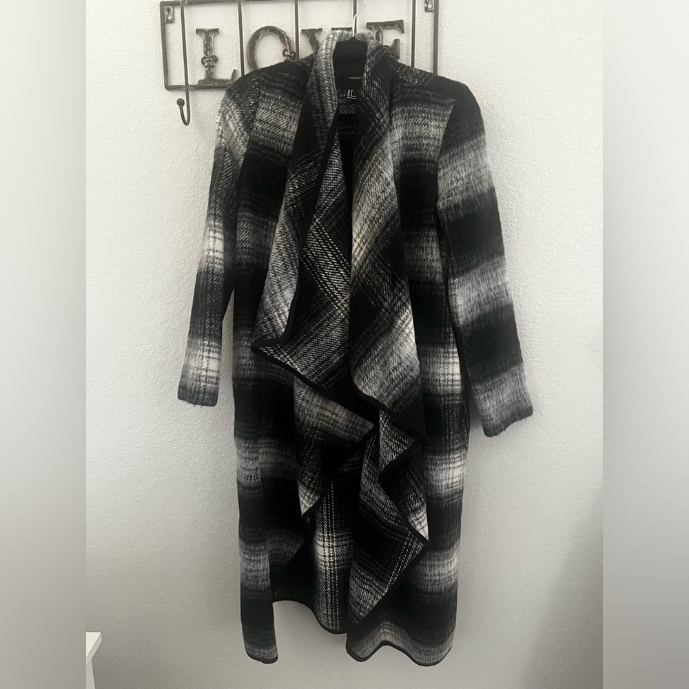 Forever 21 Fleece Plaid waterfall duster